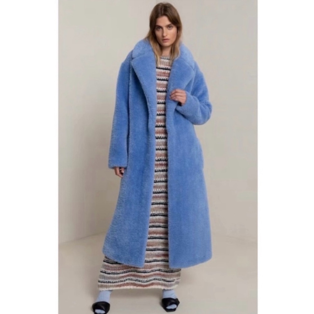 A.L.C. ANDERSON FAUX FUR COAT IN SAILOR BLUE